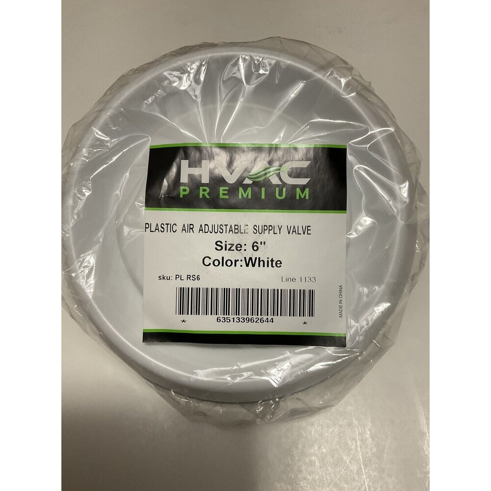 Hvac Premium Plastic Air Duct Adjustable Supply Valve Size 6in White
